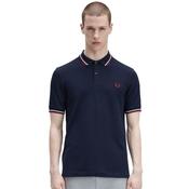 Mens M3600 Twin Tipped Polo Shirt - Navy/White/Red - XS image
