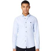 Mens Tapered Fit Oxford Cotton Shirt - Blue - L image