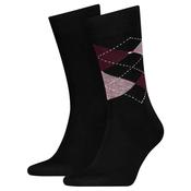 Mens 2-Pack Check Socks - Burgundy - 6-8 image