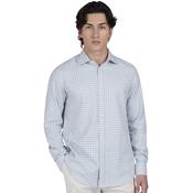 Mens Cotton Flannel Shirt - Off White/Light Blue - S