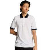 Mens Superfine Cotton Contrast Polo Shirt - White/Dark Navy - XS