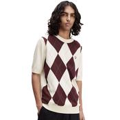 Mens Argyle Knitted T-Shirt - Ecru - L image