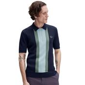 Mens Textured Stripe Knitted Shirt - Dark Airforce - L image