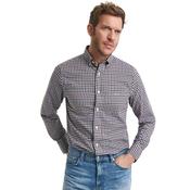Mens Regular Fit Gingham Twill Shirt - Mahogany Brown - M image