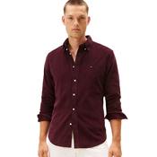 Mens Regular Fit Flag Embroidery Corduroy Shirt - Deep Burgundy - 2XL image