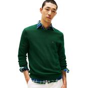 Mens Flag Embroidery Textured Crew Neck Jumper - Ornamental Green - XS image
