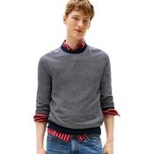 Mens Herringbone Knit Jumper With Cashmere - Navy Blue/Ivory Petal - 2XL image