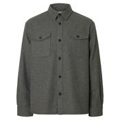 Mens Pablo Relaxed Fit Wool-Blend Overshirt - Dark Grey - S image