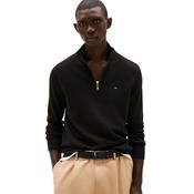 Mens Quarter-Zip Mock Neck Jumper - Black - S image