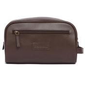 Leather Washbag - Dark Brown - One