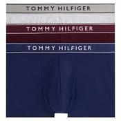 Mens Essential Repeat Logo Waistband 3-Pack Trunks - Burgundy/Navy/Grey - XS