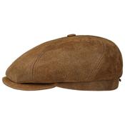 6 Panel Vintage Pigskin Flat Cap - Brown - M image