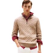 Mens Cable Knit Half-Zip Jumper - Coastal Taupe - M image