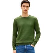 Mens Textured Knit Crew Neck Jumper - Pine - M image