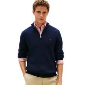 Mens Textured Quarter-Zip Mock Neck Jumper - Desert Sky - S image