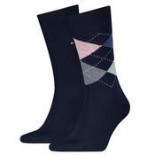 Mens 2-Pack Check Socks - Navy - 6-8 image