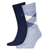 Mens 2-Pack Check Socks - Light Blue - 6-8 image