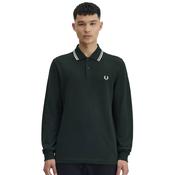 Mens M3636 Long Sleeve Polo Shirt - Night Green/Snow White - L image