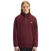 Mens Half Zip Sweatshirt - Oxblood/Ecru - L image