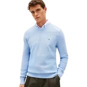 Mens Flag Embroidery Textured Crew Neck Jumper - Vessel Blue Heather - L image