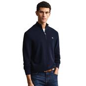Mens Textured Cotton Half-Zip Sweater - Evening Blue - S image