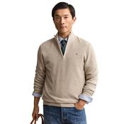 Mens Textured Cotton Half-Zip Sweater - Oat Melange - S image