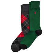 Mens Argyle Cotton-Blend 2-Pack Socks - Anthracite/Green - One image