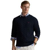 Mens Cable-Knit Cotton Sweater - Hunter Navy - L image