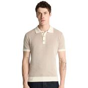 Mens Contrast Rib Knit Polo Shirt - Beige - S image