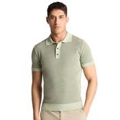 Mens Contrast Rib Knit Polo Shirt - Light Green - S image