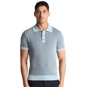 Mens Contrast Rib Knit Polo Shirt - Sky Blue - S image