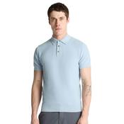 Mens 3 Button Knitted Polo Shirt - Sky Blue - S image