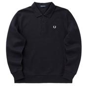 Mens Pique Collared Sweatshirt - Navy - XL image