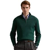 Mens Rib-Knit Cotton Quarter-Zip Sweater - Vintage Pine - L image