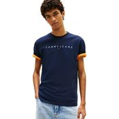 Mens Linear Logo Embroidery Jersey T-Shirt - Dark Night Navy/Sweet Blue - XS image