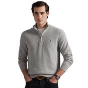 Mens Mesh-Knit Cotton Quarter-Zip Sweater - Andover Heather - XS image