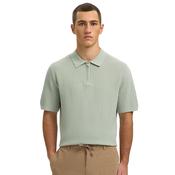 Mens Cran Knit Structure Zip Polo Shirt - Aqua Grey - S image