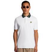 Mens Tartan Collar Polo Shirt - White - S image