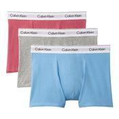 Mens Icon Cotton Stretch Relaxed Dart 3-Pack Trunks - Pink/Blue/Grey - S image