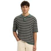 Mens Dane Knit Structure Stripe Polo Shirt - Balsam Green - S image
