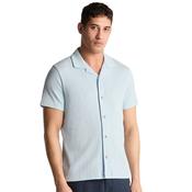 Mens Cuban Collar Short Sleeve Shirt - Blue - S image