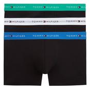Mens Signature Repeat Logo Waistband 3-Pack Trunks - Jade/Blue/White - S image