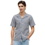 Mens Linen Blend AOP Regular Fit Shirt - Carbon Navy - S image