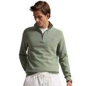 Mens Mesh-Knit Cotton Quarter-Zip Sweater - Fern - S image