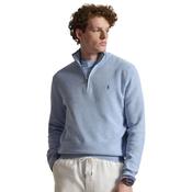 Mens Mesh-Knit Cotton Quarter-Zip Sweater - Blue Hyacinth - S image