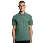 Mens Tipped Polo Shirt - Everglade/Wheat - S image
