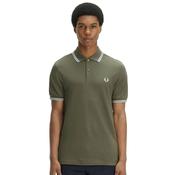 Mens M3600 Polo Shirt - Laurel Wreath Green/Ecru/Dusky Blue - S image
