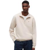 Mens Tommy Flag Fleece Quarter-Zip Jumper - Ivory - S image