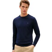 Mens Textured Knit Crew Neck Jumper - Dark Blue - M image
