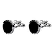 Onyx Stone Cufflinks - Silver/Black - One image